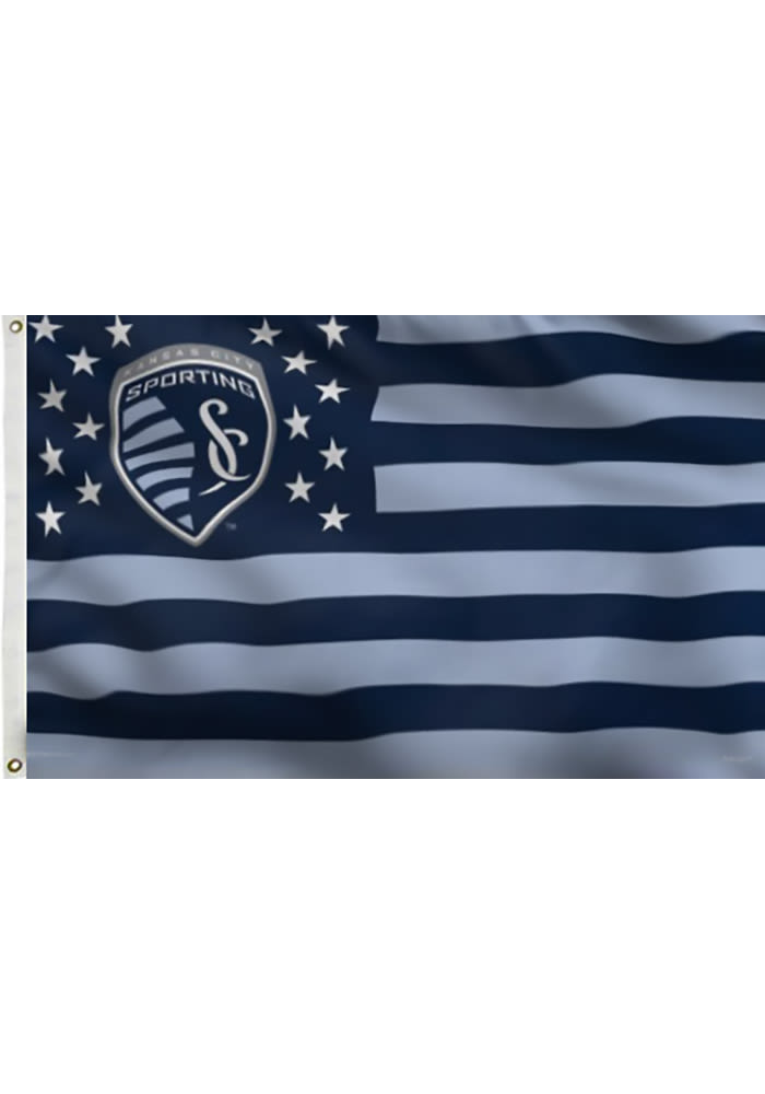 Sporting Kansas City 3x5 Stars and Stripes Deluxe Blue Silk Screen Grommet Flag