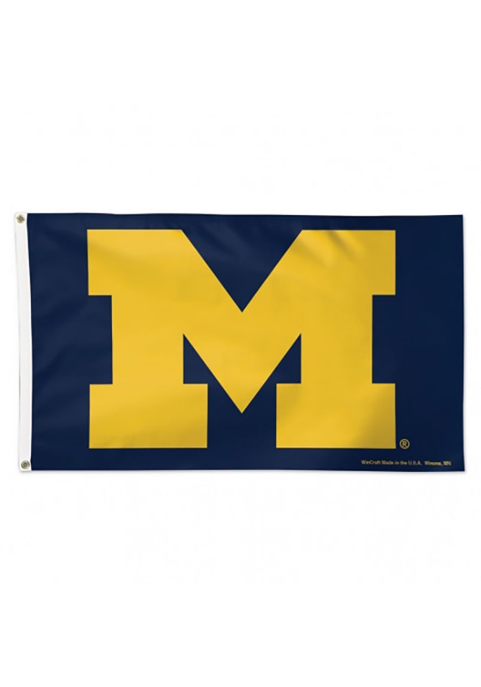 Michigan Wolverines 3x5 Deluxe Grommet Blue Silk Screen Grommet Flag