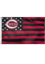 Cincinnati Reds 3x5 Deluxe Stars and Stripes Grommet Black Silk Screen Grommet Flag