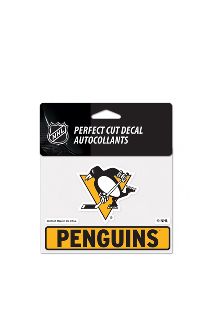 Pittsburgh Penguins Team Name Perfect Cut Auto Decal - Yellow