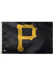 Pittsburgh Pirates Deluxe Grommet Black Silk Screen Grommet Flag