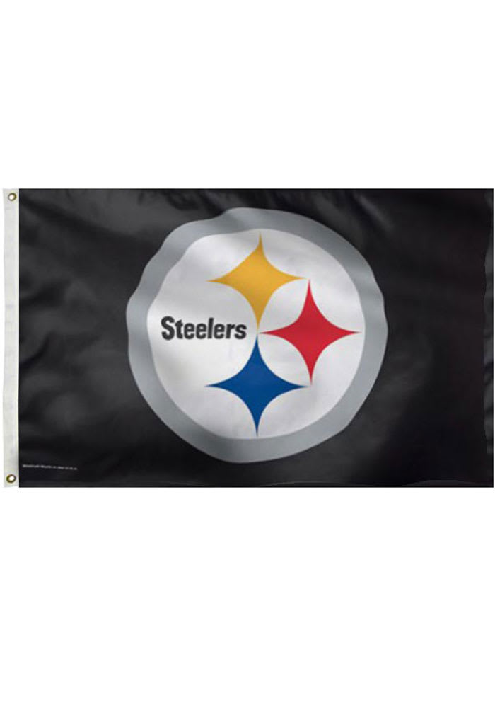 Pittsburgh Steelers Deluxe Grommet BLACK Silk Screen Grommet Flag