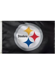 Pittsburgh Steelers Deluxe Grommet Black Silk Screen Grommet Flag