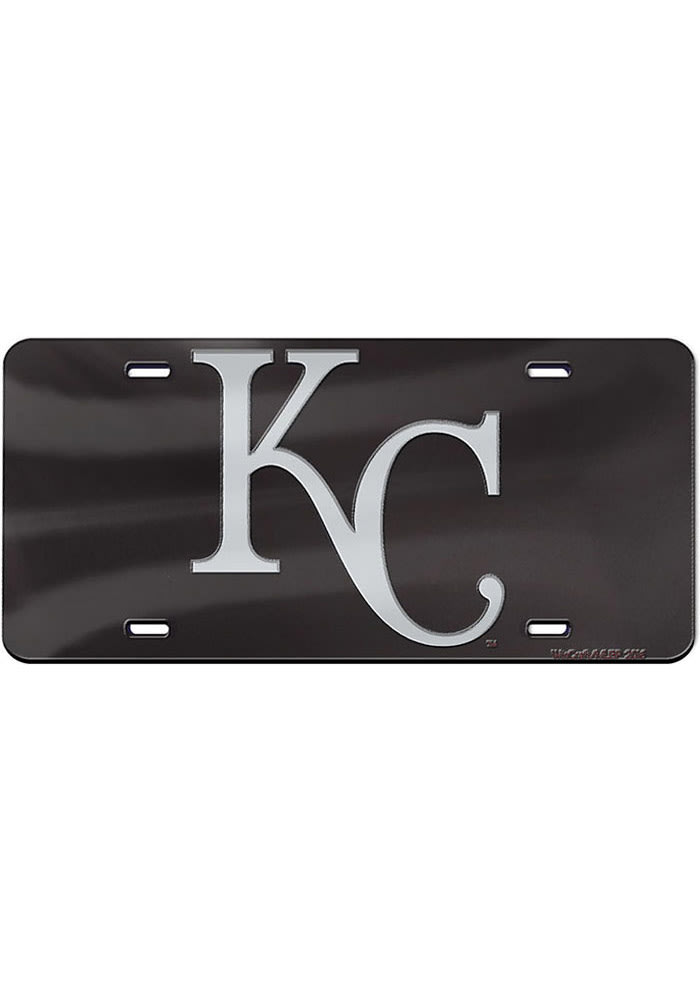 Kansas City Royals Black/Silver Cap Logo Inlaid Car Accessory License Plate