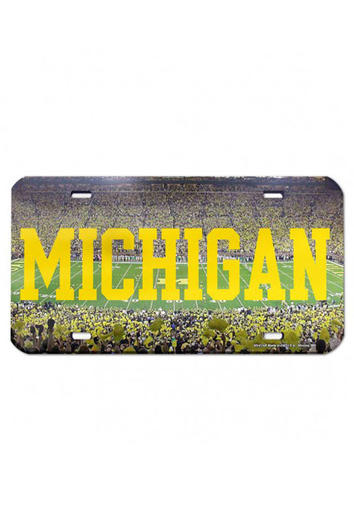 Michigan Wolverines Stadium Crystal Mirror Car Accessory License Plate