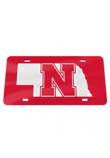 Nebraska Cornhuskers Red  Team Logo Inlaid License Plate