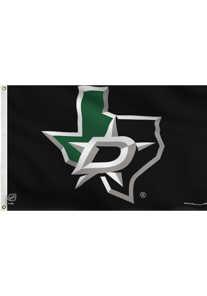 Dallas Stars Deluxe Team Logo Black Silk Screen Grommet Flag