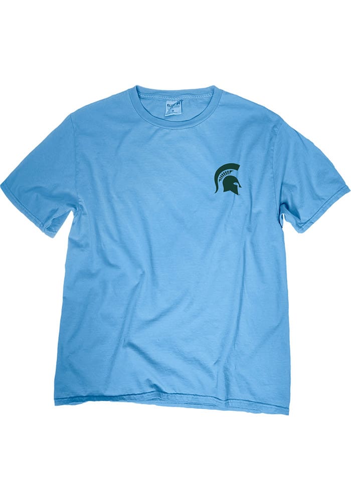 Michigan State Spartans Womens Light Blue Flags Up Short Sleeve Unisex Tee
