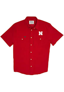 Snaps Nebraska Cornhuskers Mens Red Tailgater Short Sleeve Dress Shirt
