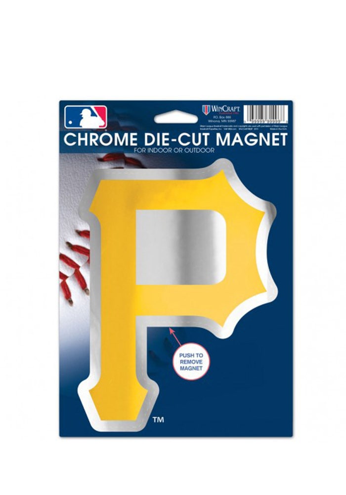 Pittsburgh Pirates 6.25x9 Chrome Car Magnet - Yellow