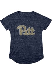 Pitt Panthers Womens Navy Blue Confetti V-Neck T-Shirt