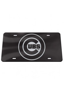 Chicago Cubs Silver Logo Black Background Car Accessory License Plate