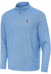 Antigua Chicago Cubs Mens Light Blue Subtle Long Sleeve Qtr Zip Pullover