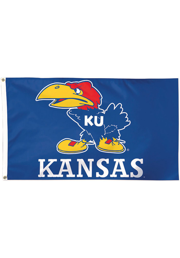 Kansas Jayhawks 3X5 Deluxe Flag Blue Silk Screen Grommet Flag