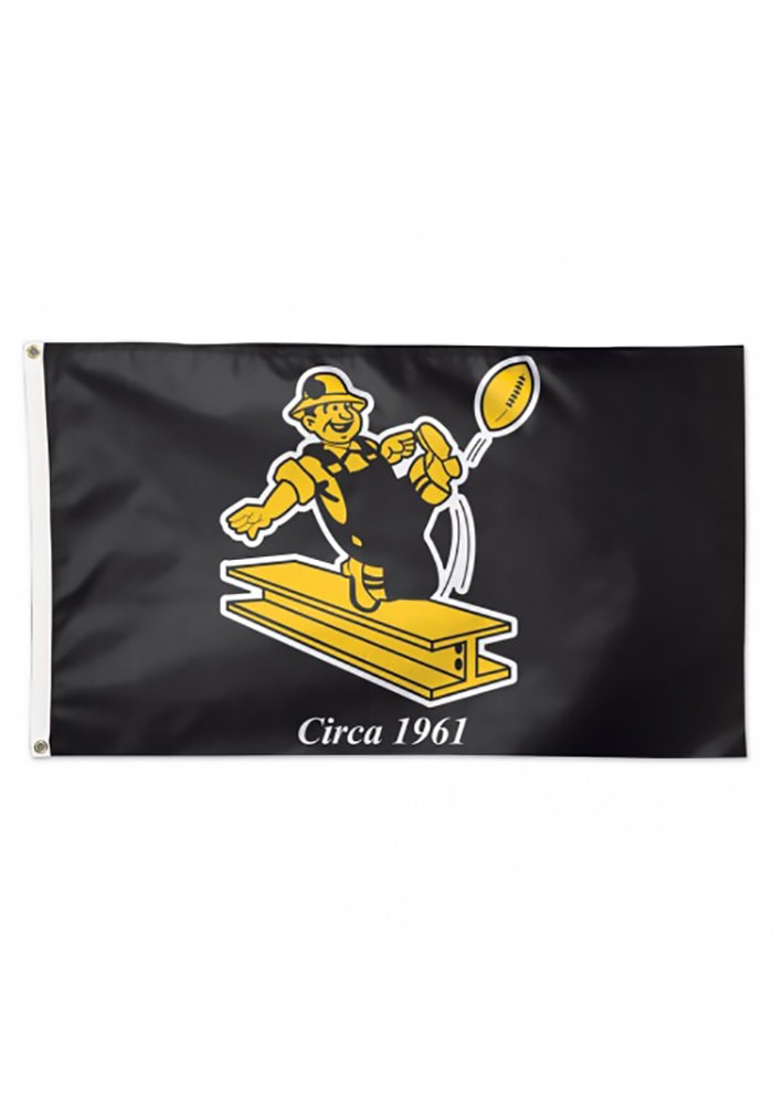 Pittsburgh Steelers Retro Black Silk Screen Grommet Flag