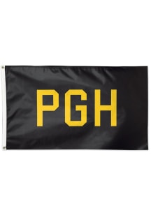 Pittsburgh PGH Black Silk Screen Grommet Flag