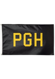 Pittsburgh PGH Black Silk Screen Grommet Flag