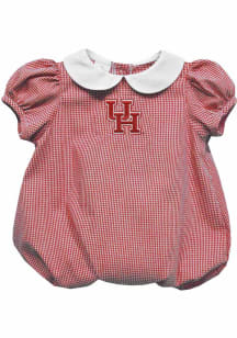 Vive La Fete Houston Cougars Baby Red Gingham Collar Short Sleeve One Piece