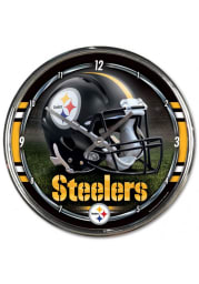 Pittsburgh Steelers Chrome Helmet Wall Clock