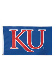 Kansas Jayhawks Deluxe 3 X 5 Blue Silk Screen Grommet Flag