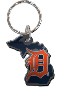 Detroit Tigers Metallic State Shape Keychain