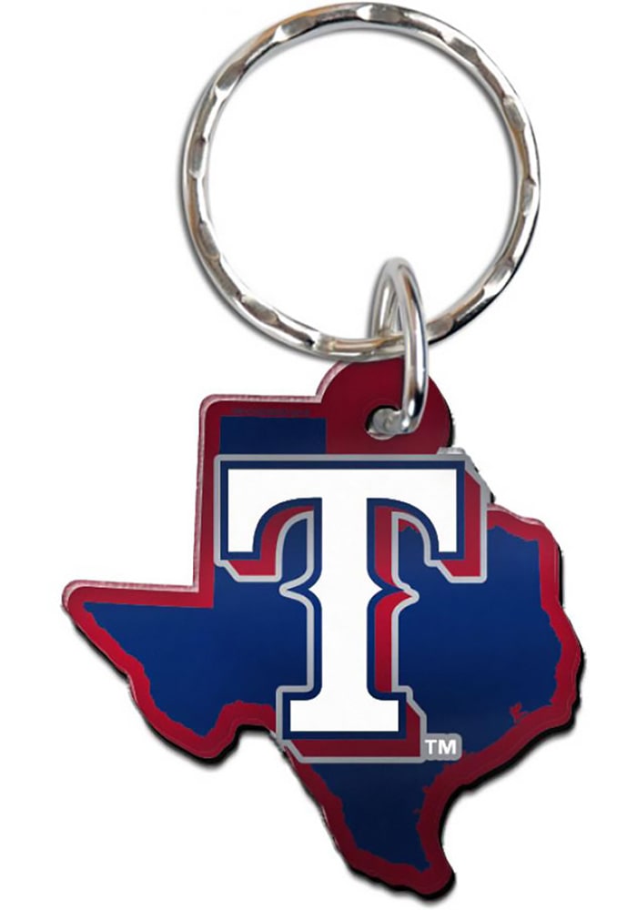 Texas Rangers Metallic State Shape Keychain