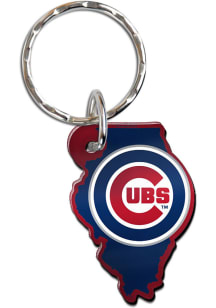Chicago Cubs Metallic State Shape Keychain