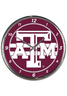 Texas A&amp;M Aggies Chrome Striped Wall Clock