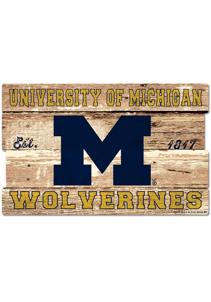 Michigan Wolverines 19x30 inch Wood Sign
