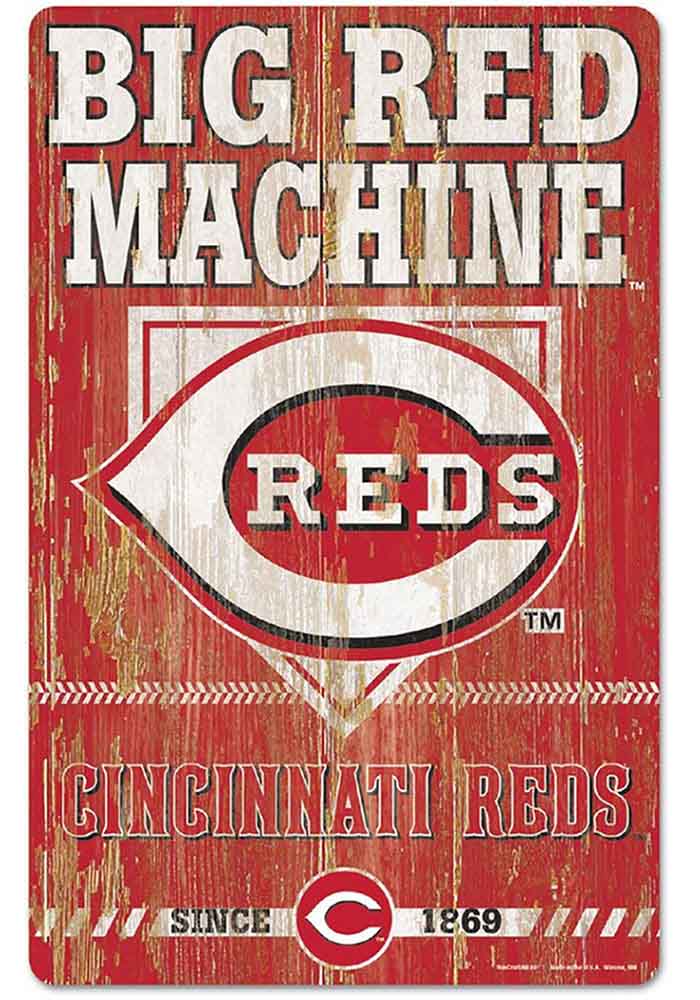 Cincinnati Reds Red Team Established 11X17 Wood Sign - 5716742