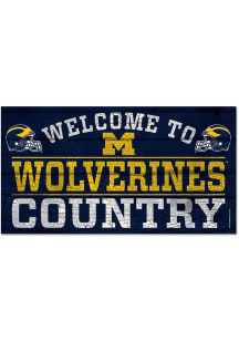 Navy Blue Michigan Wolverines Welcome To 13X24 Wood Sign