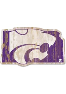 K-State Wildcats State Shape Wood Sign