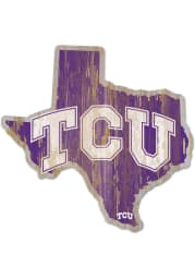 TCU Horned Frogs State Shape Wood Sign