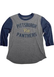 Pitt Panthers Womens Grey Baseball Long Sleeve Women's Crew