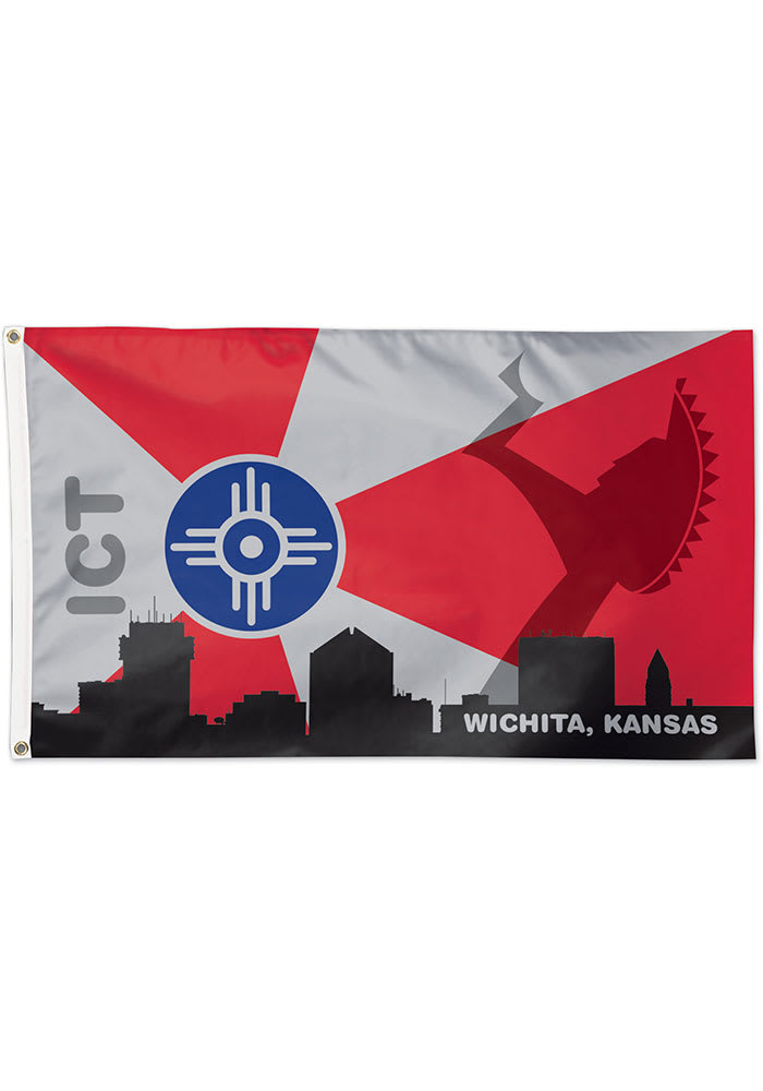 Wichita Keeper of the Plains 3x5 ft Deluxe Red Silk Screen Grommet Flag