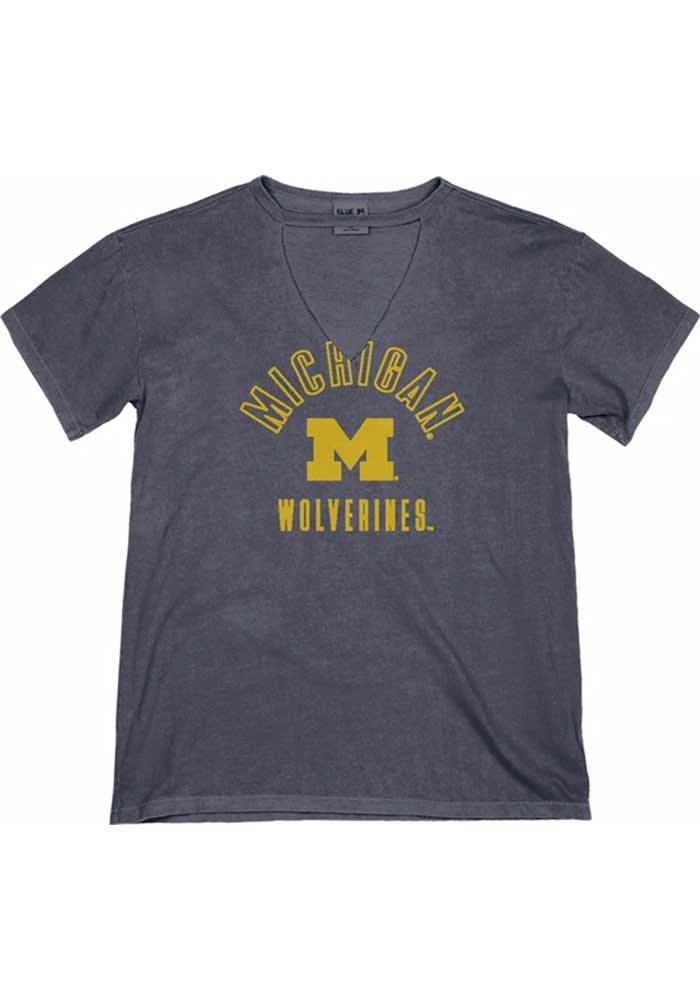 Michigan Wolverines Womens Navy Blue Cara Short Sleeve T-Shirt