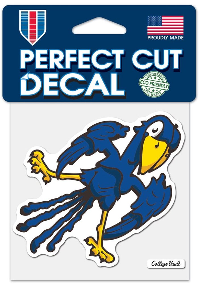 Kansas Jayhawks Chimney Jay 4x4 inch Perfect Cut Auto Decal - Blue