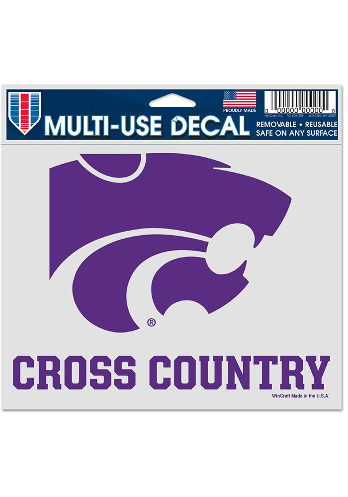K-State Wildcats Cross Country 5x6 inch Multi Use Auto Decal - Purple
