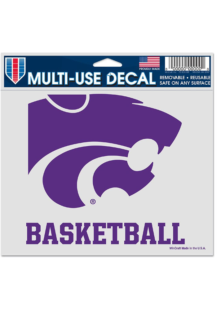 K-State Wildcats Basketball 5x6 inch Multi Use Auto Decal - Purple
