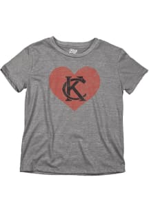KC Youth Grey Monogram Heart Short Sleeve T Shirt