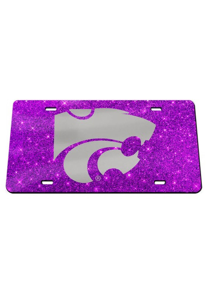 K-State Wildcats Purple Glitter Car Accessory License Plate