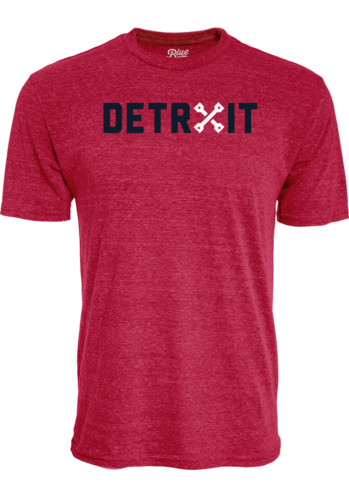 Detroit Red Crossing Pistons Short Sleeve T Shirt
