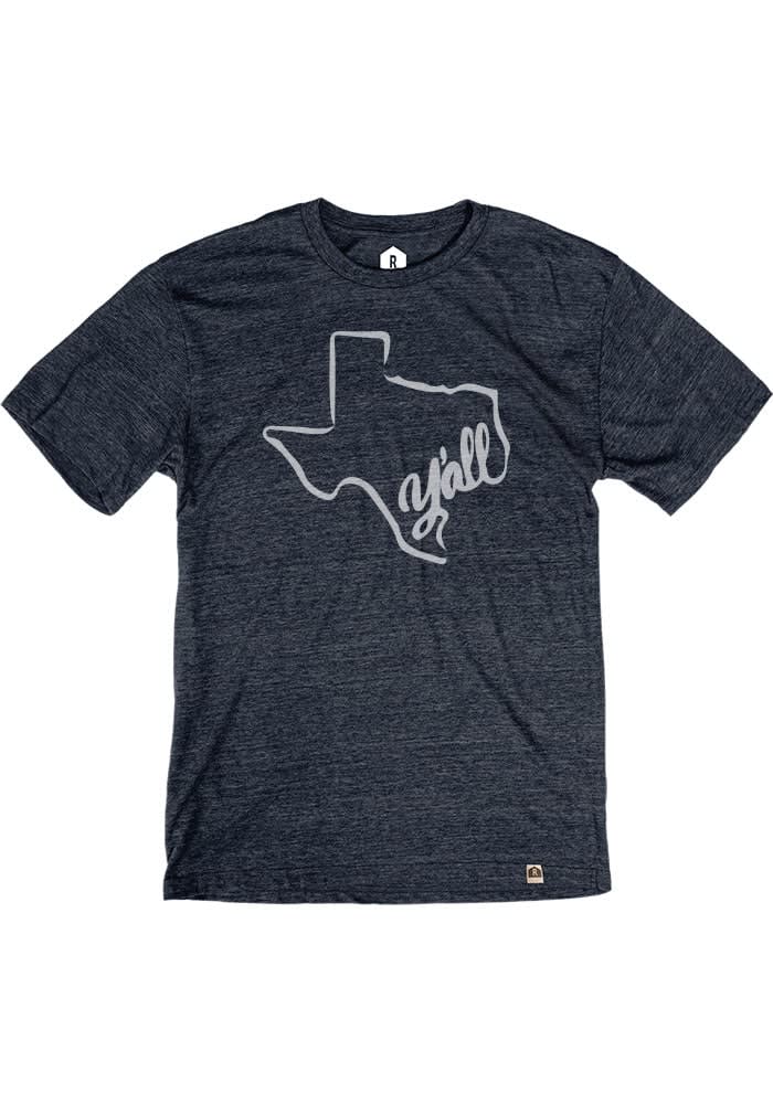 Rally Texas NAVYHEATHER Yall State Shape Short Sleeve