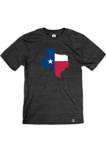 Texas Black Flag State Shape Short Sleeve T Shirt