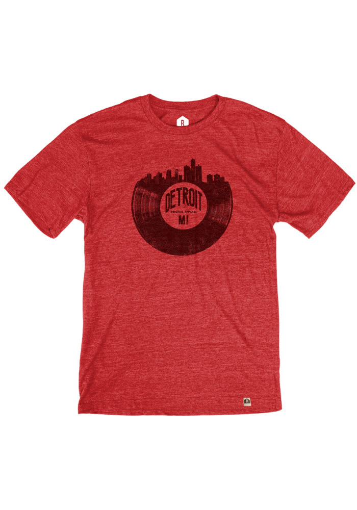 Detroit Red Record Skyline Short Sleeve T Shirt