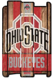 Red Ohio State Buckeyes 11x17 Vertical Plank Sign
