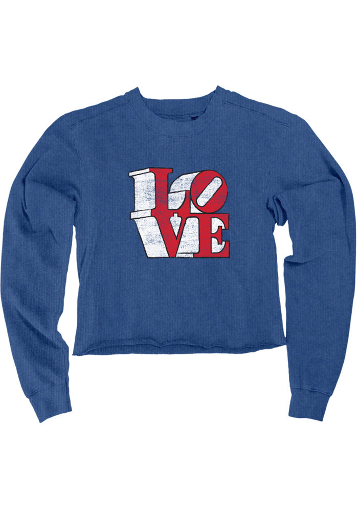 Philadelphia Womens Royal Love Cropped Long Sleeve Crew Sweatshirt
