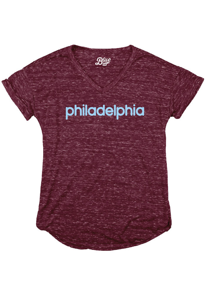 Philadelphia Women's Maroon Wordmark Confetti Short Sleeve T-Shirt