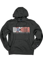 Wichita Dark Grey Flag Long Sleeve Fleece Hood Sweatshirt