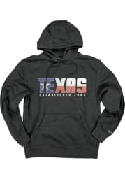 Texas Dark Grey Flag Long Sleeve Fleece Hood Sweatshirt